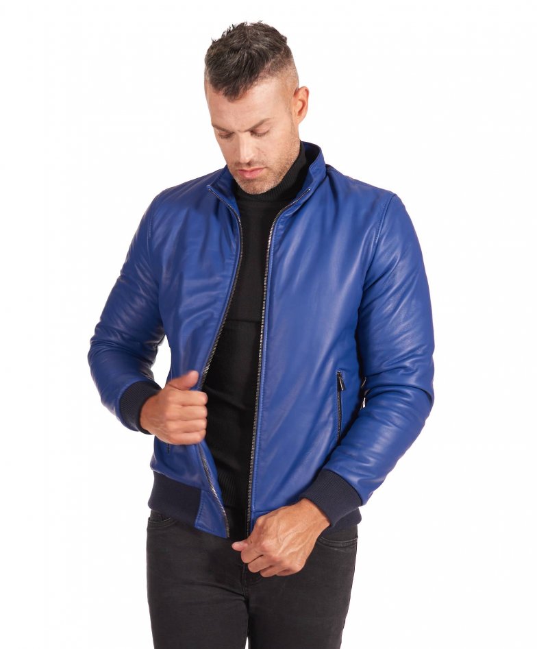ERL - Printed Leather Bomber in Crystal Blue – stoy