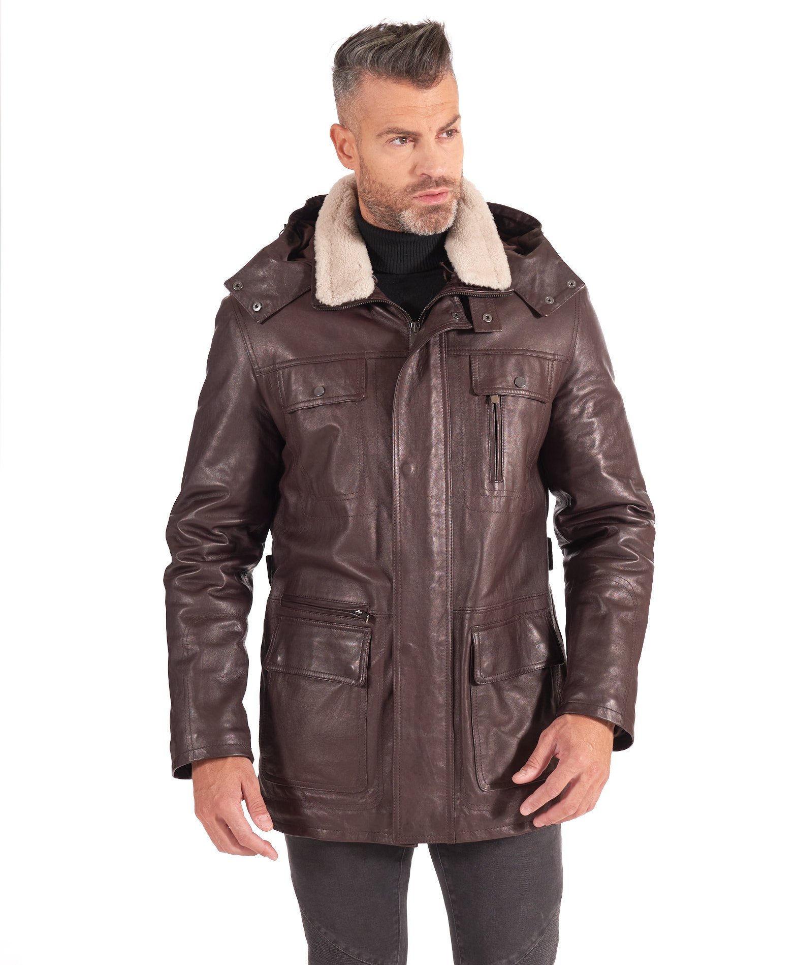 Stud Button Leather Accent Jacket - Men - OBSOLETES DO NOT TOUCH