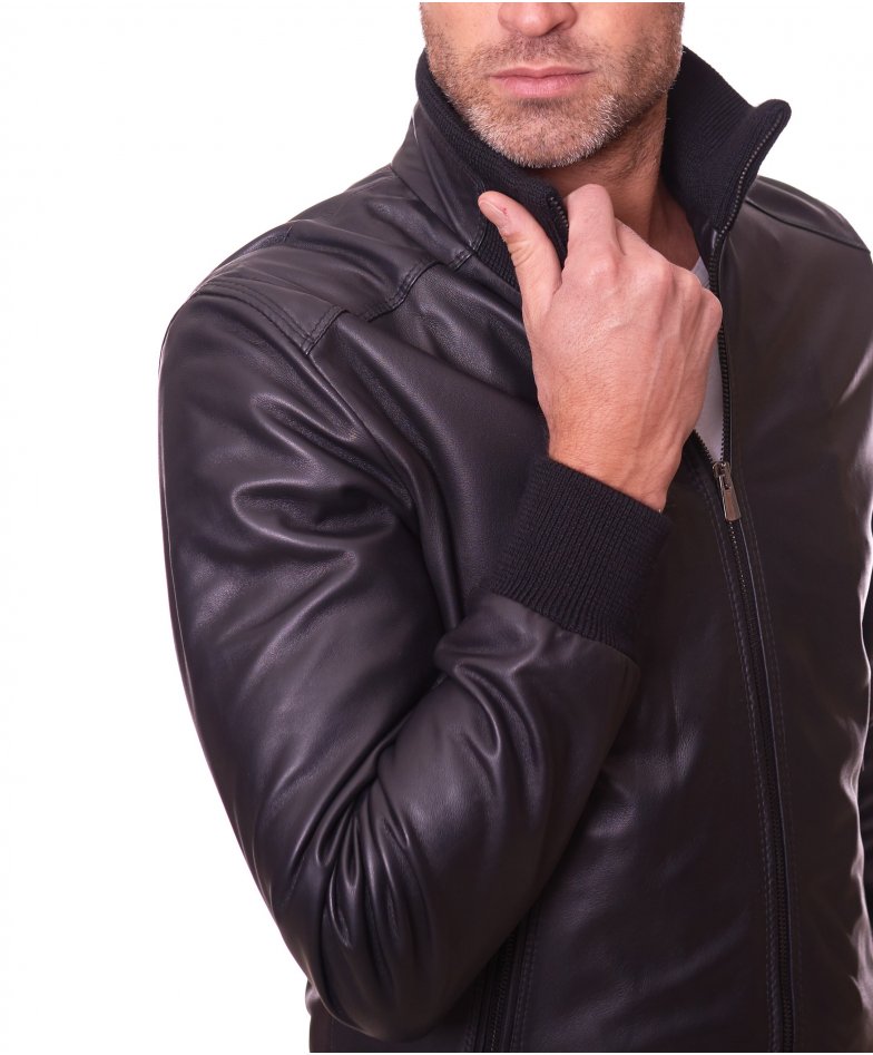 Clemson Black Slim Fit Leather Jacket – BRABION