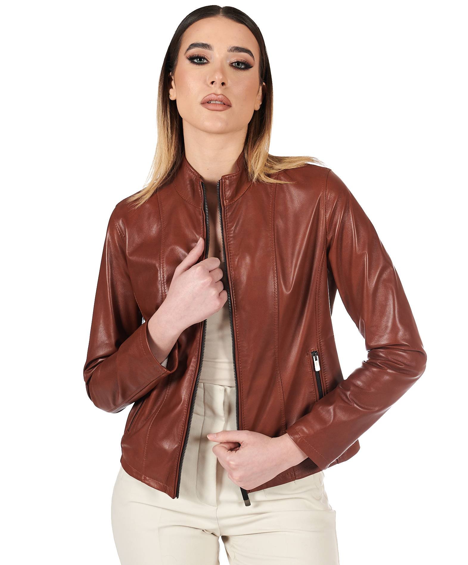 Leather jacket tan colour hotsell