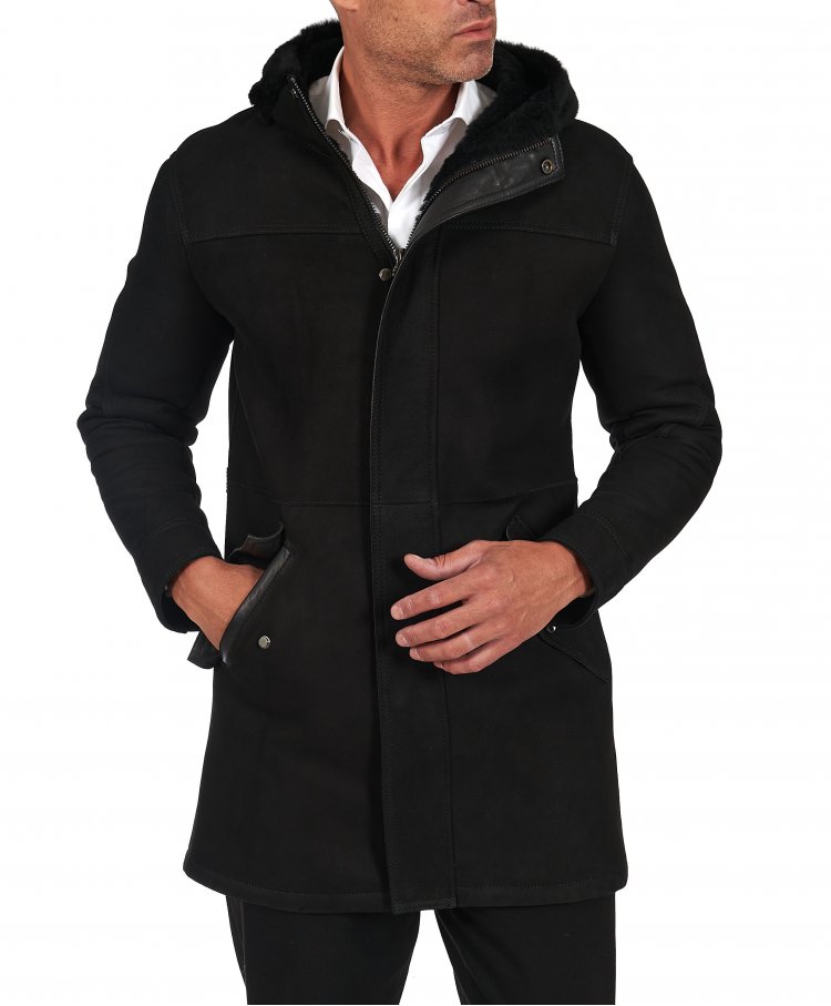 Black shearling lamb coat...