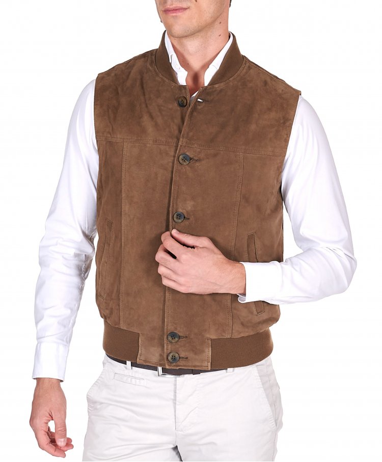 Taupe suede leather vest...