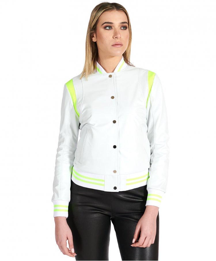 White leather bomber jacket...