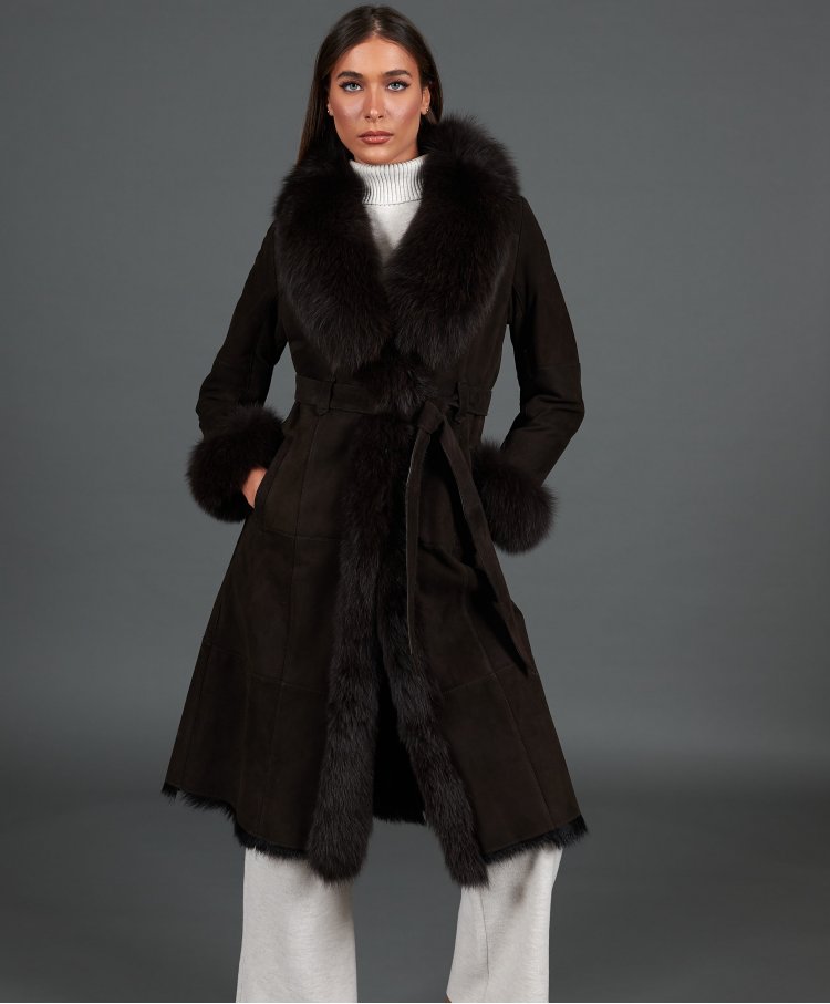 Dark Brown lamb shearling...