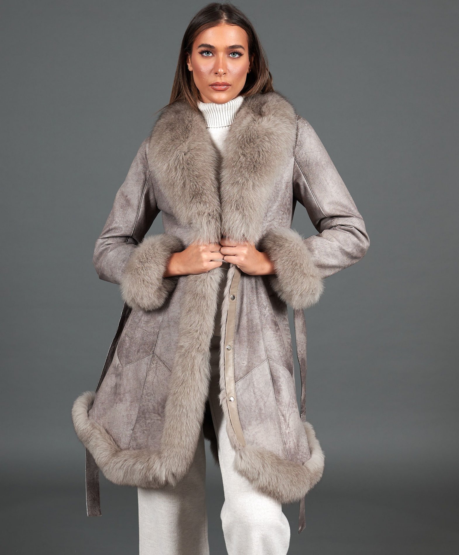 Women s rabbit fur coat grey fur coats for sale Olga D Arienzo