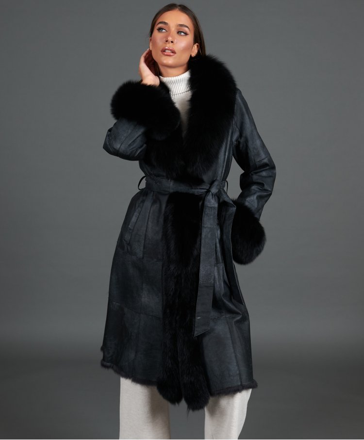 Black nappa rabbit fur coat...