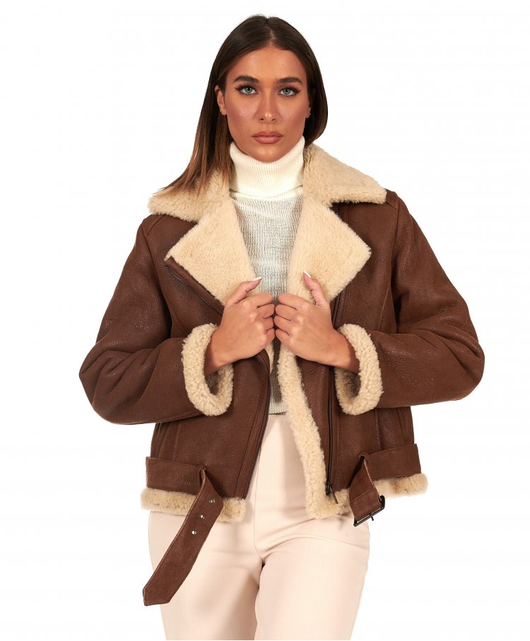 Tan vintage shearling...