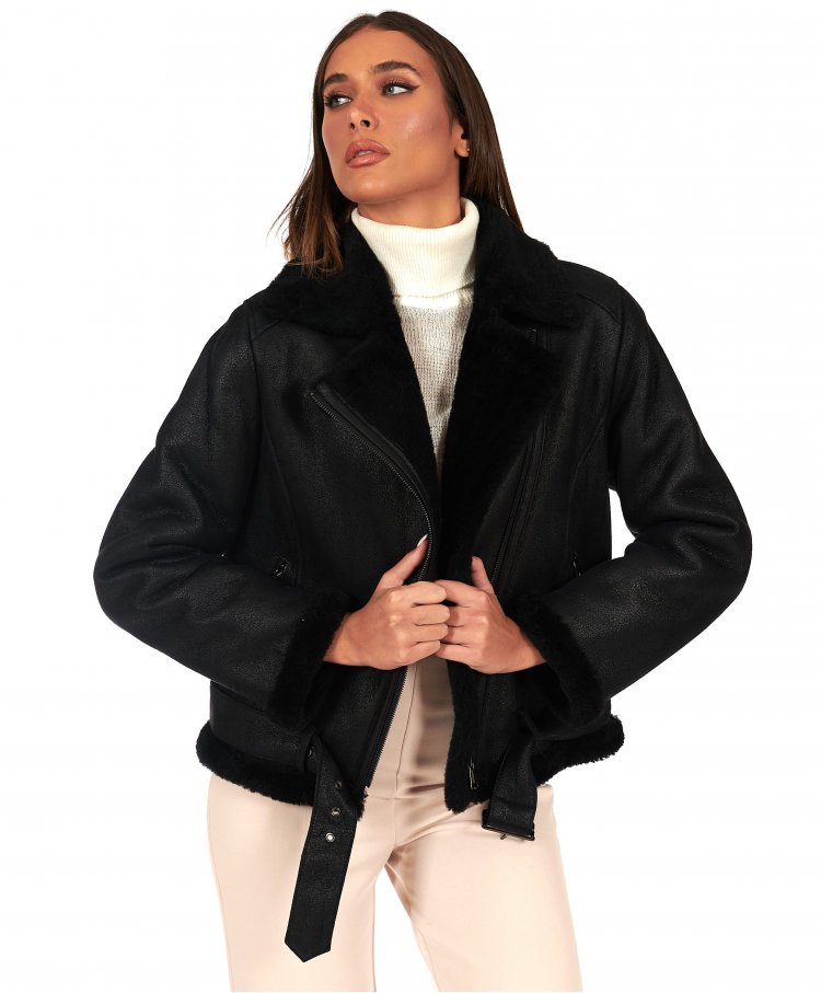 Black vintage shearling...