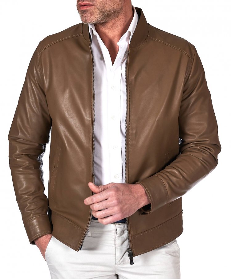 Taupe lamb leather jacket...