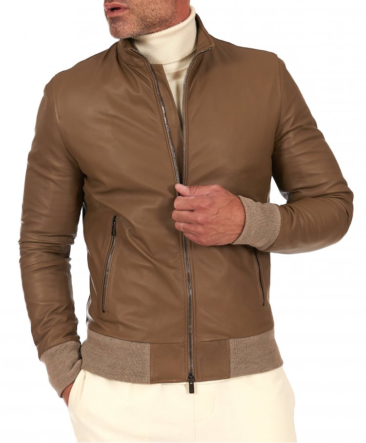 Taupe nappa lamb leather...