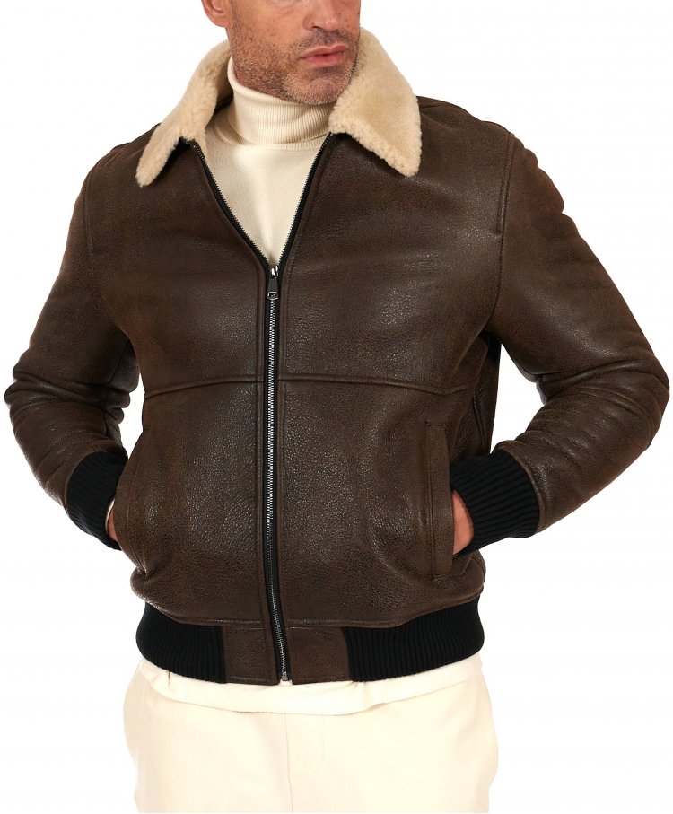 Dark brown shearling...