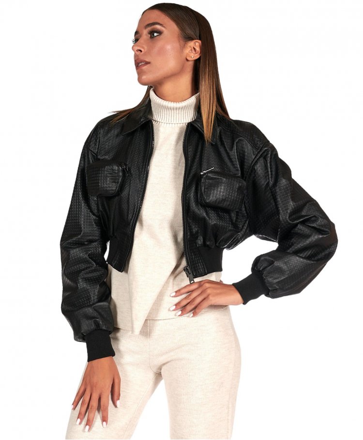 Black bomber jacket in...