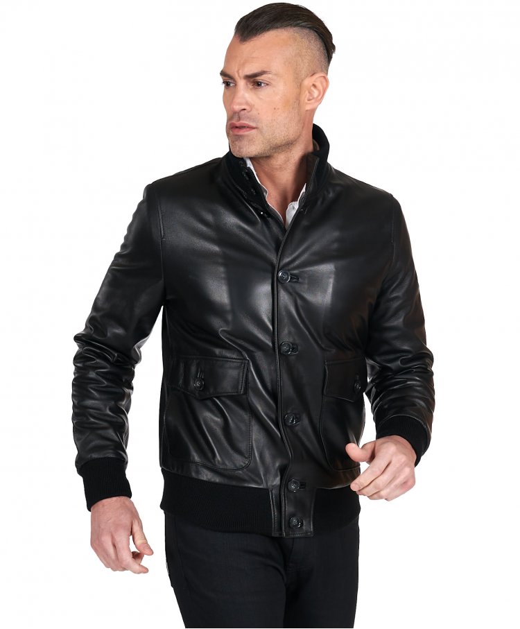 Black nappa lamb leather...