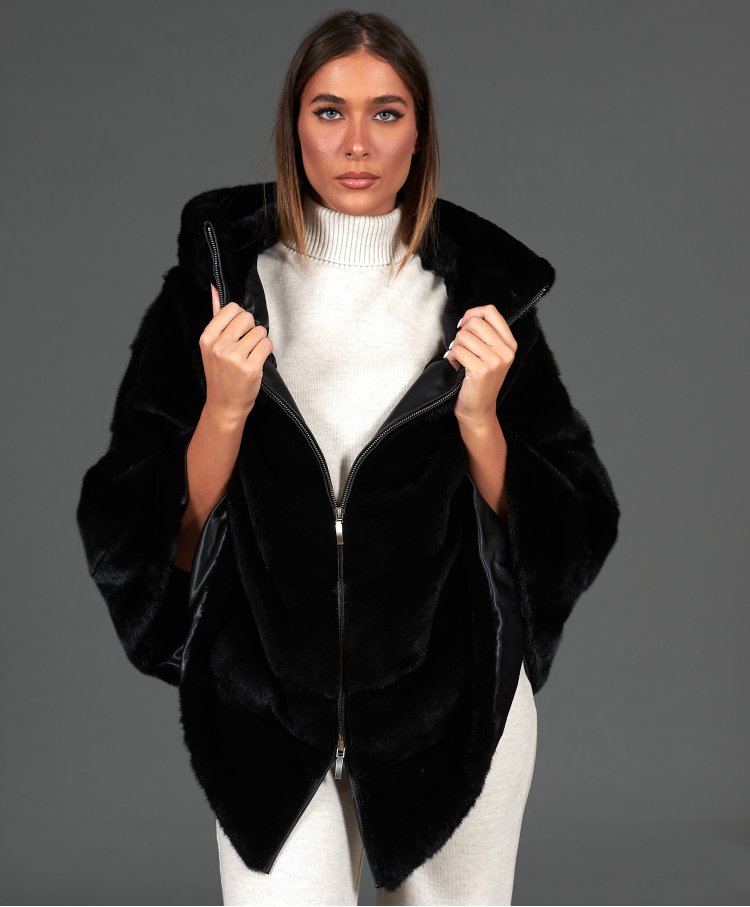 Mink fur coat cape style...