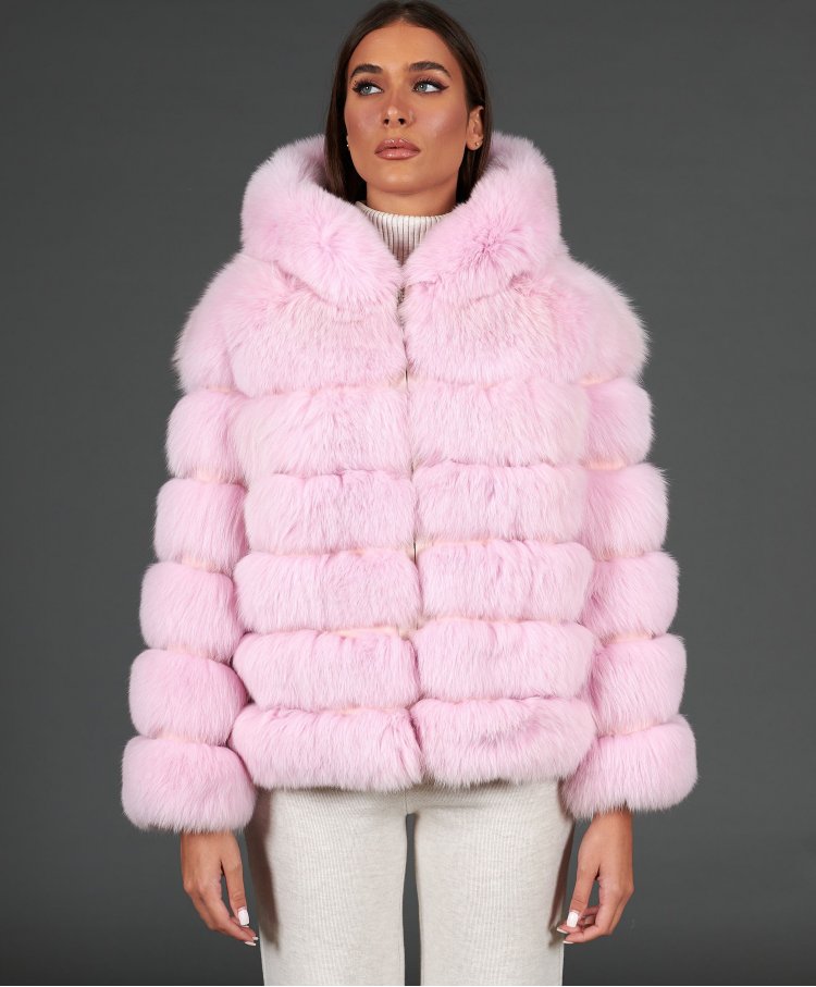 Short fox fur jacket with...