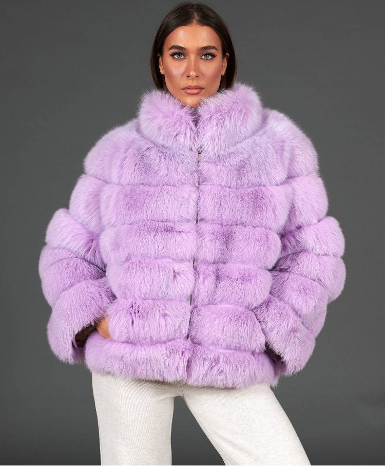 Short fox fur jacket with...