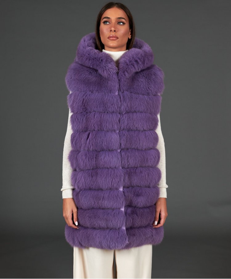 Sleeveless fox fur jacket...