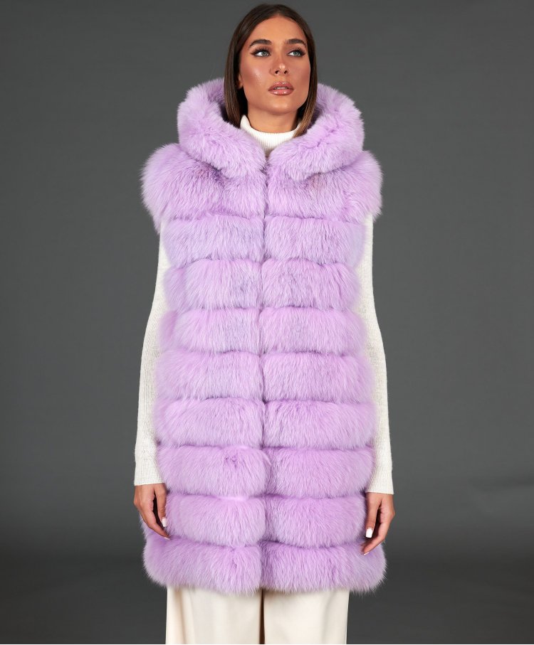 Sleeveless fox fur jacket...