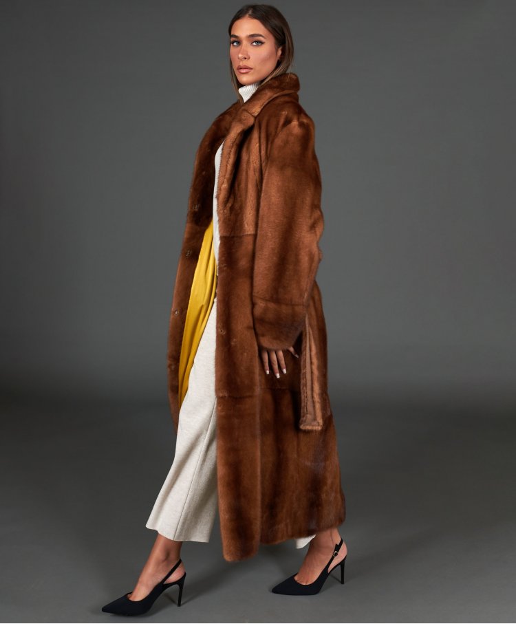 Mink fur flared coat with...