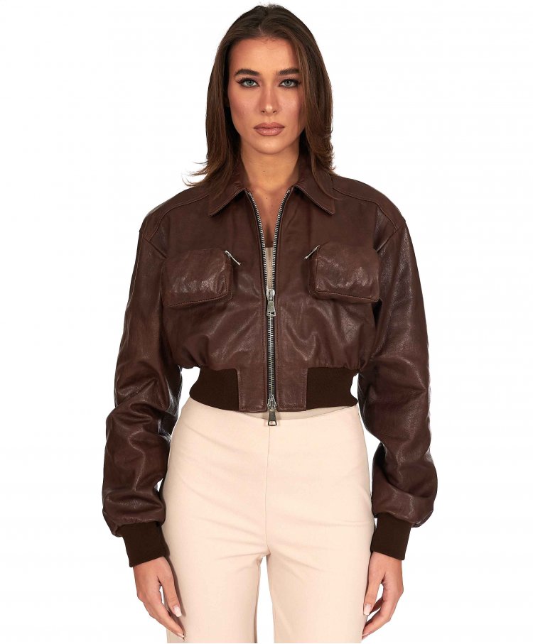 Dark brown bomber jacket...