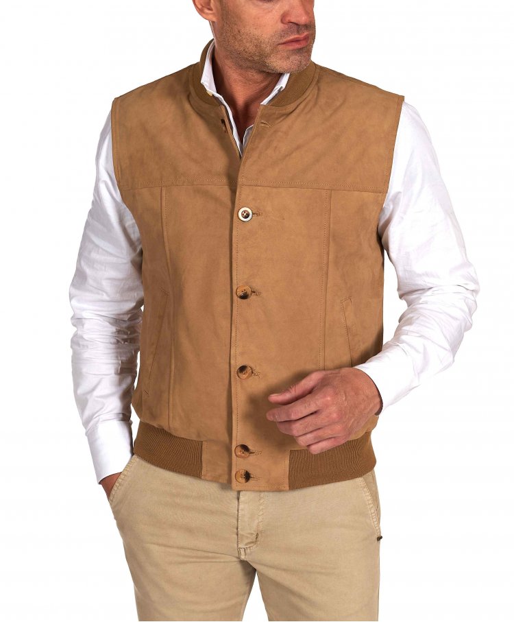 Beige suede leather vest...