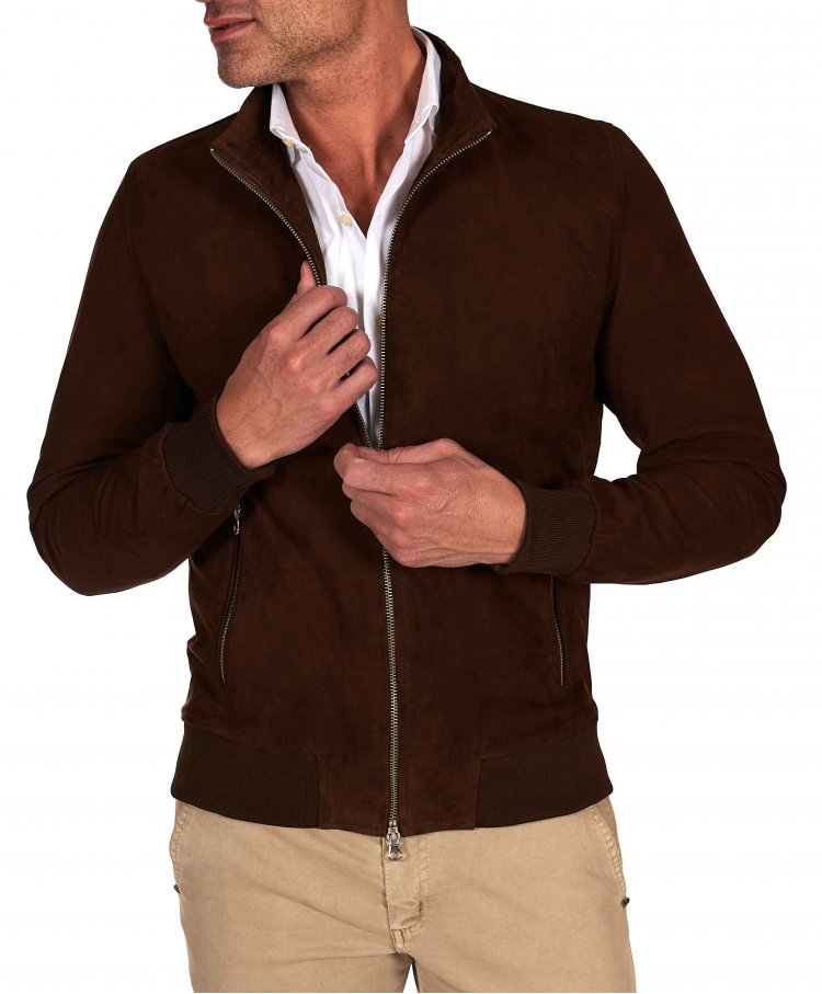 Brown suede leather bomber...