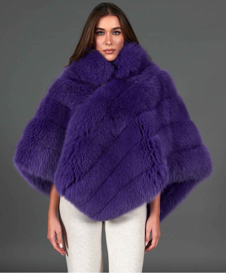  Triangle fox fur cape • purple color 