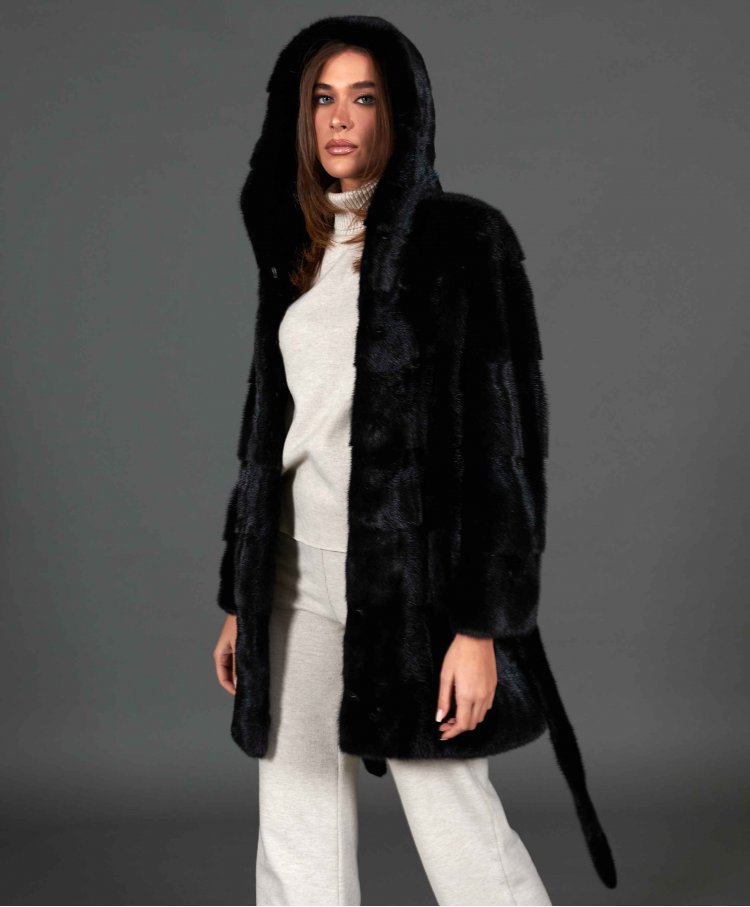  Mink fur hooded jacket...