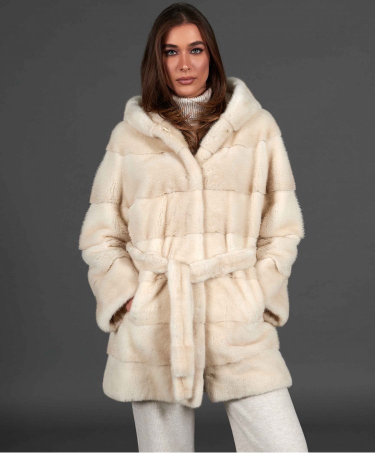  Mink fur hooded jacket...