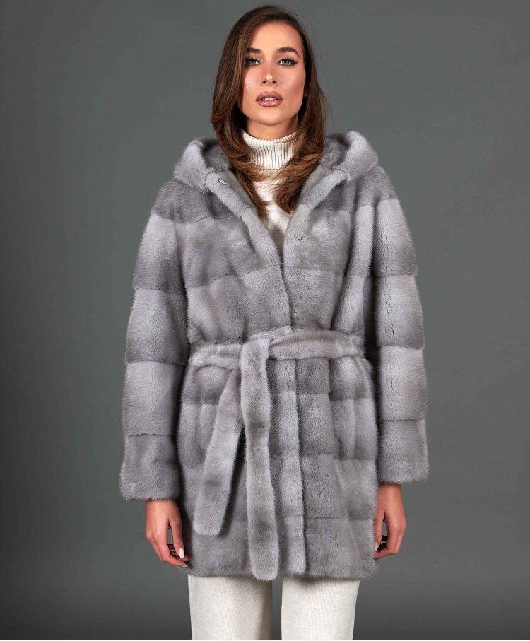  Mink fur hooded jacket...