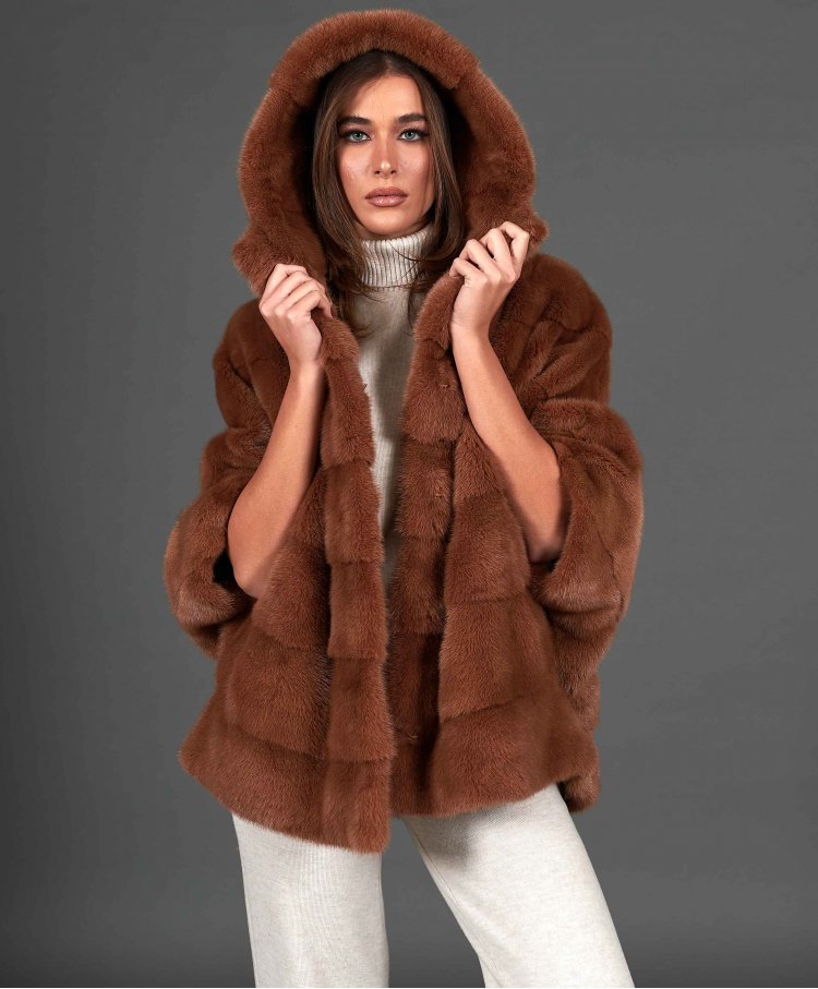 Mink fur cape jacket with...