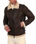 Montone Shearling testa di moro biker uomo collo camicia con fibbia