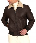 Montone Shearling testa di moro bomber scamosciato collo camicia