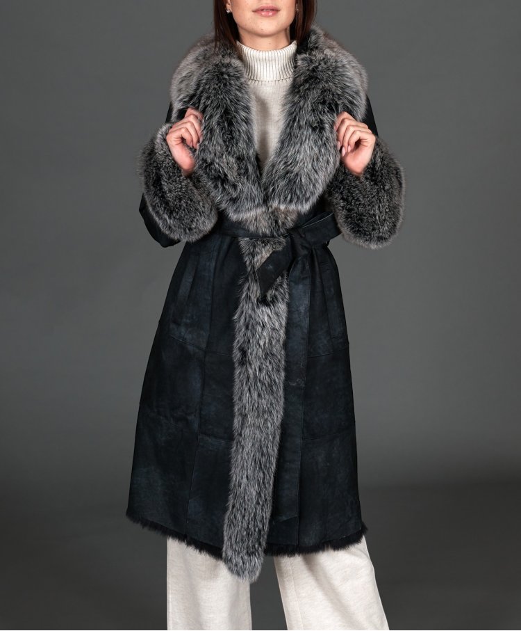 Black nappa rabbit fur coat...