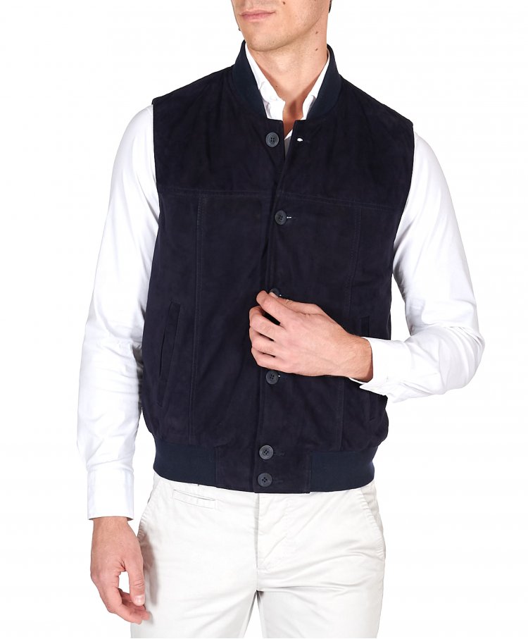 Blue suede leather vest...