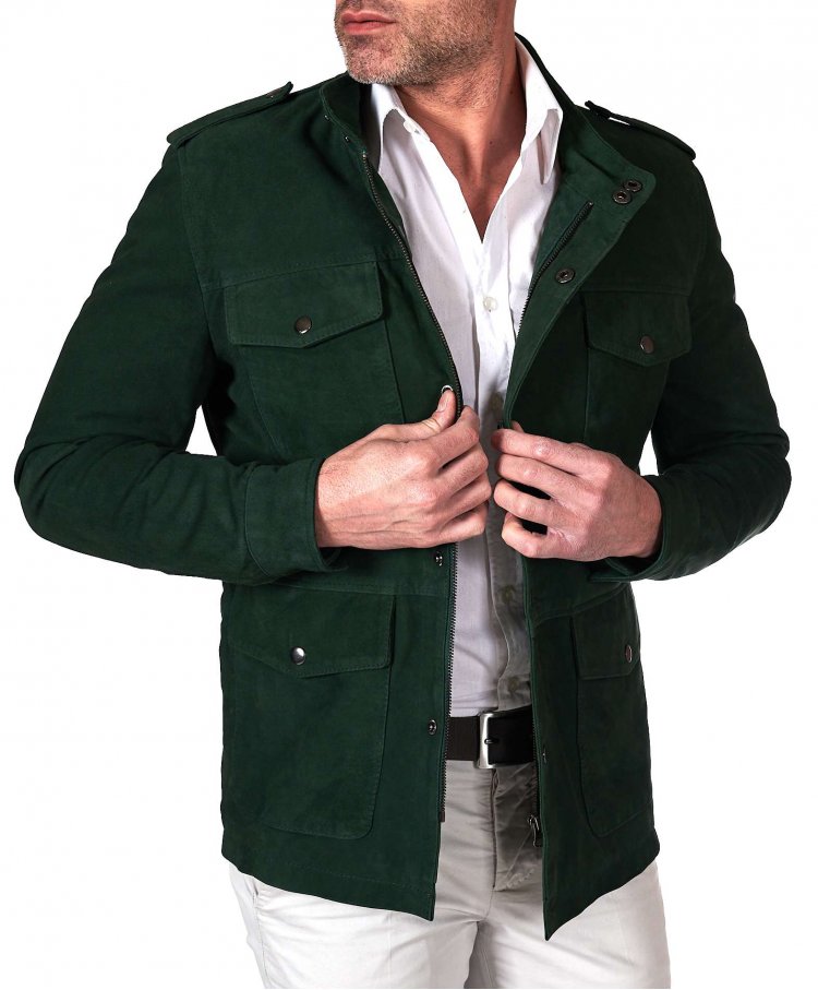 Green suede leather saharan...