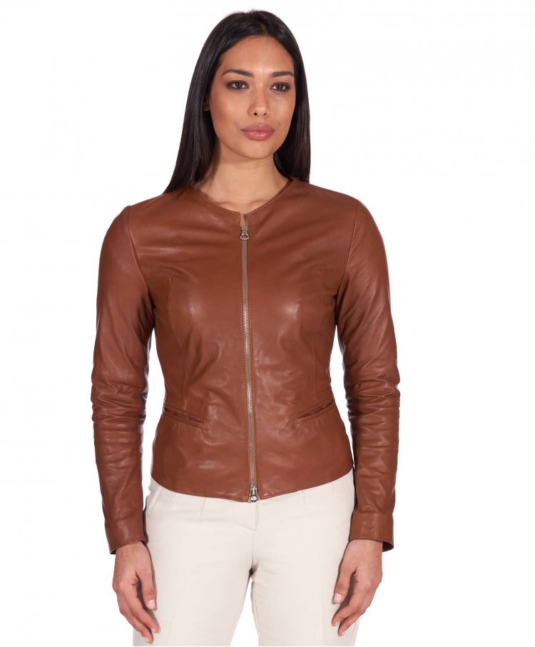 Tan natural lamb leather...