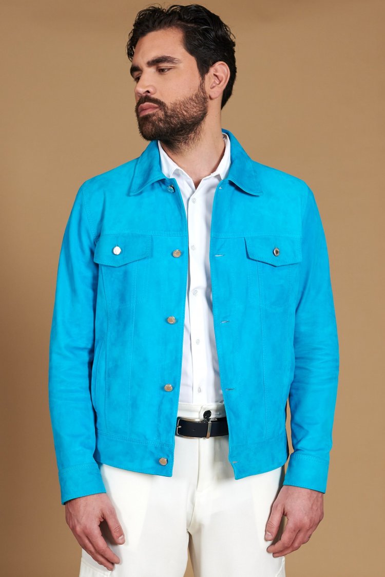 Turquoise suede leather...