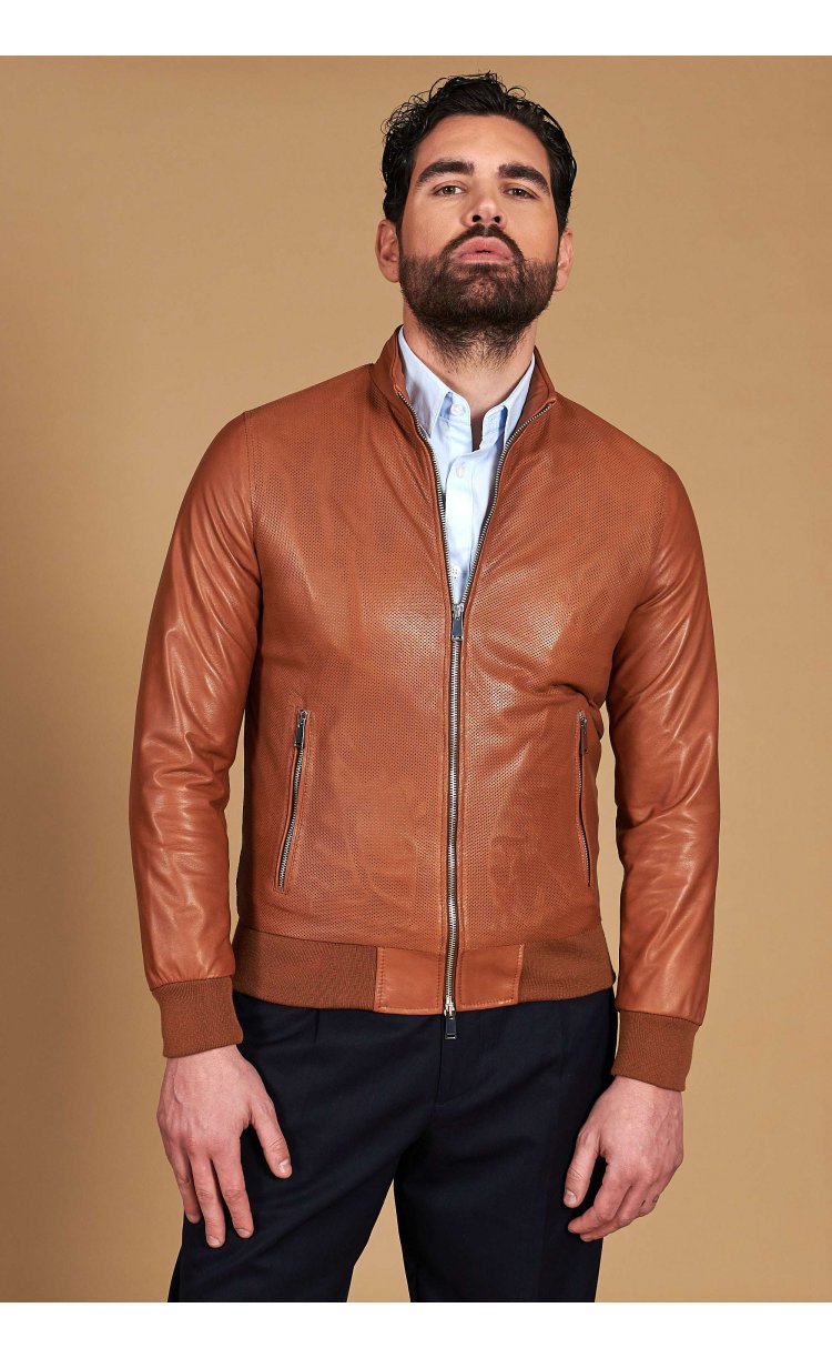 Tan bomber jacket in...