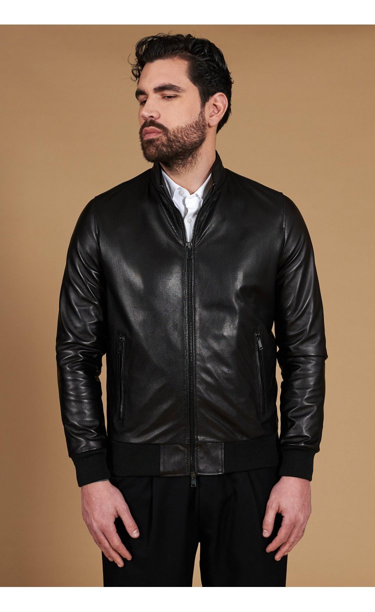 Black bomber jacket in...