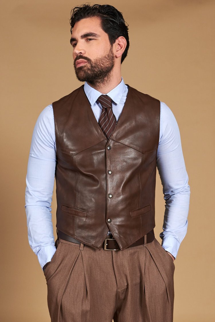 Brown nappa leather vest...