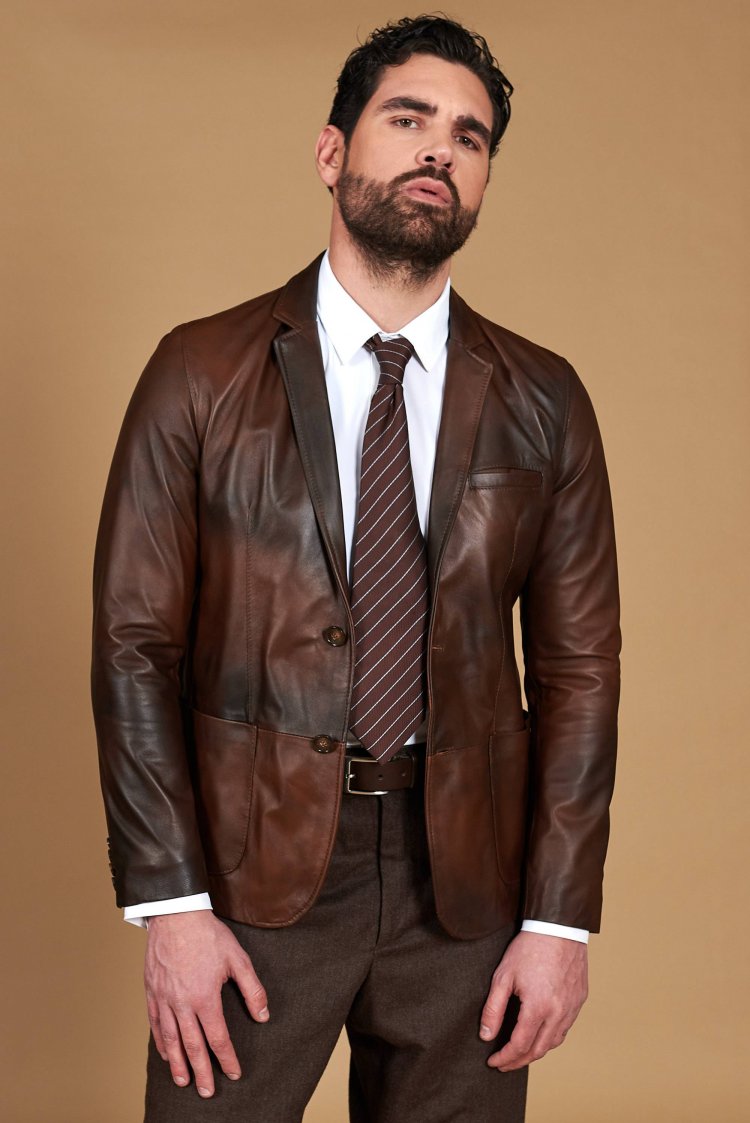 Brown natural leather...