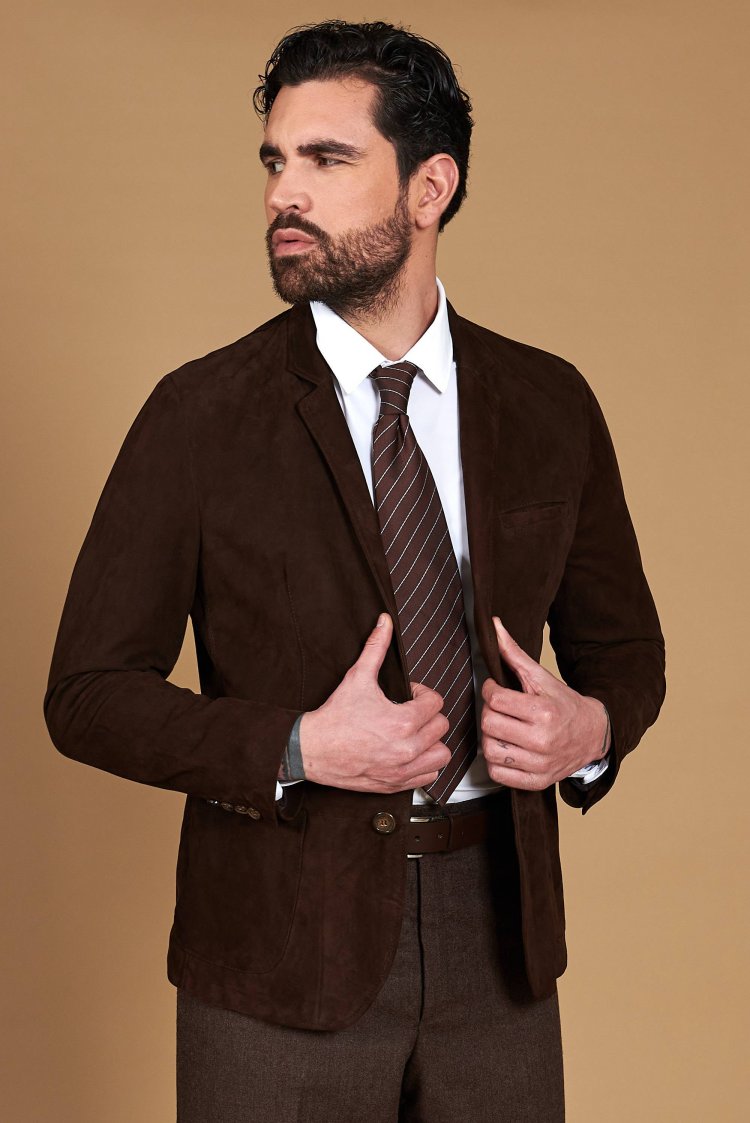 Brown suede leather blazer...