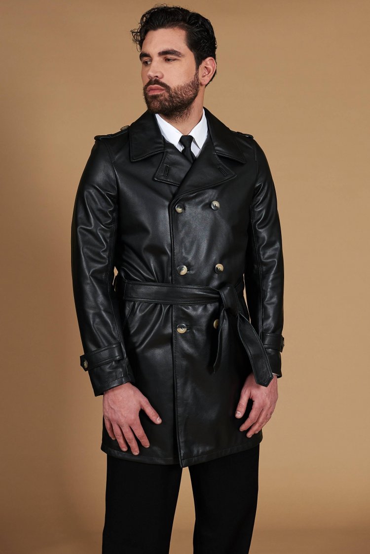 Black nappa leather coat...