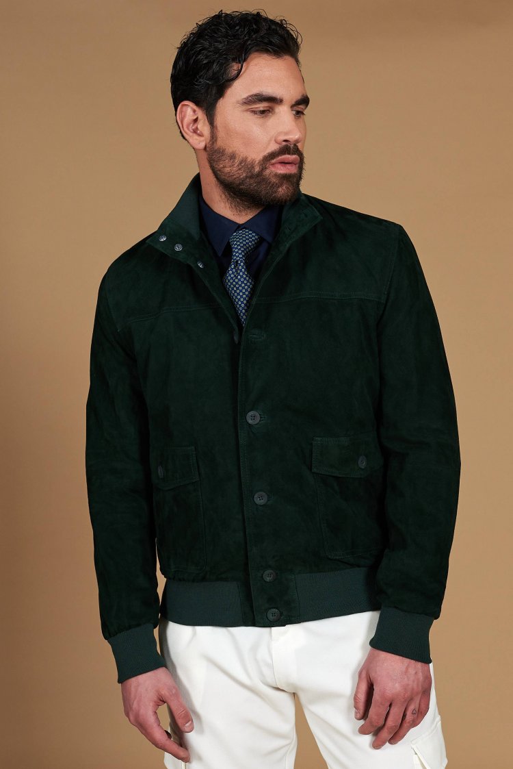 Green suede lamb leather...