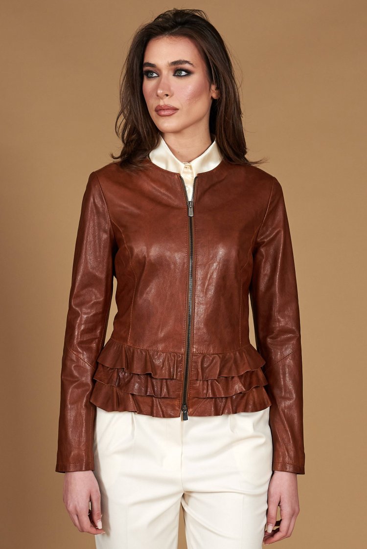 Tan lamb leather jacket...