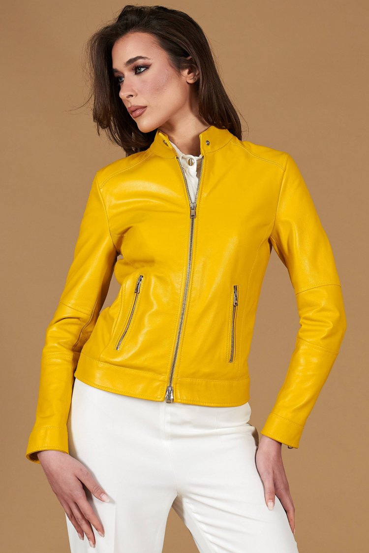 Yellow nappa lamb leather...