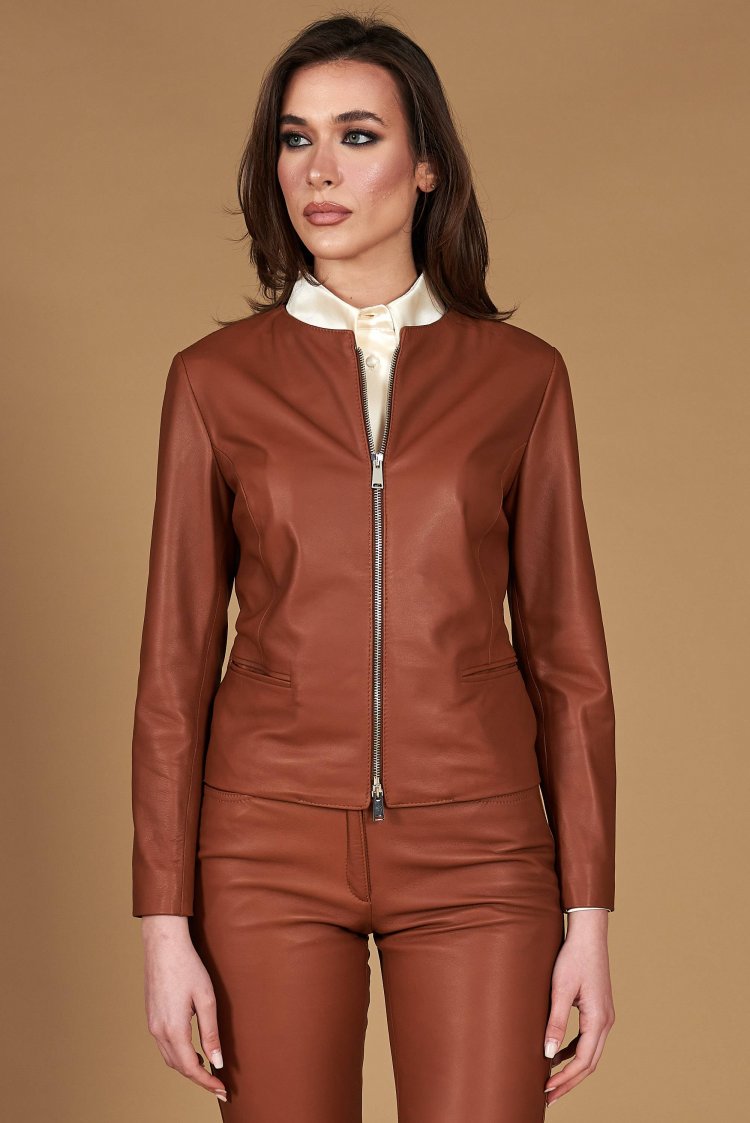 Tan natural lamb leather...