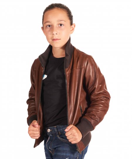 Kid's Bomber Leather Jackets | D'Arienzo