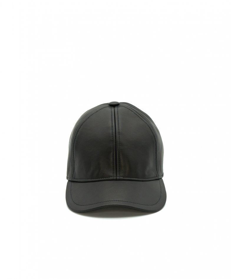 Boston - Black unisex leather baseball Cap Hat adjustable strap